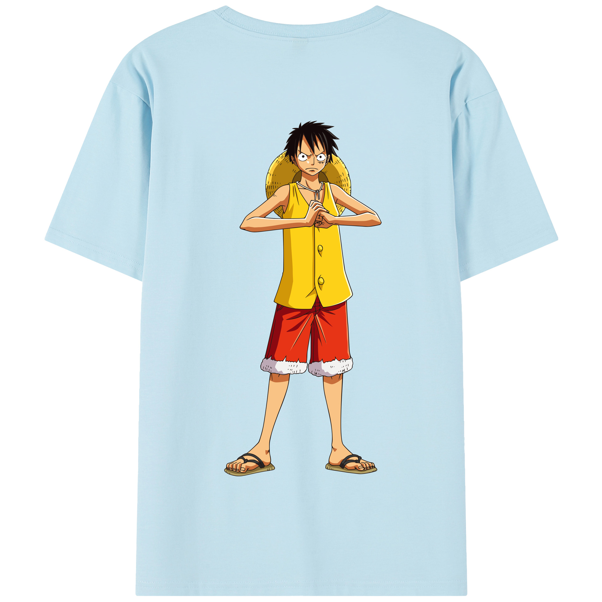 ワンピース モンキー・D・ルフィ ONE PIECE Monkey D. Luffy 綿100％半袖Tシャツ（背面プリント）